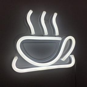 img 1 attached to ☕ LED Neon Coffee Cup Sign for Coffee Bar Beer Pub 9.85" x 8.66" (25cmX22cm) - Ideal Coffee Signs for Shops, Hotels, and Liquor Stores. No Toxic Neon. (White)