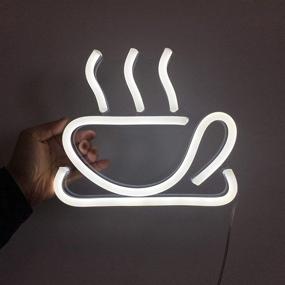 img 2 attached to ☕ LED Neon Coffee Cup Sign for Coffee Bar Beer Pub 9.85" x 8.66" (25cmX22cm) - Ideal Coffee Signs for Shops, Hotels, and Liquor Stores. No Toxic Neon. (White)