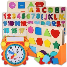 img 4 attached to Ultimate Storage Solution: Wooden Toddler Puzzles Rack Set for Easy Puzzle Organization