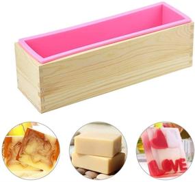 img 2 attached to 🛁 Pure Vie Adjustable Bamboo Soap Mold Loaf Cutter Set (Large Size) + Rectangle Soap Silicone Loaf Mold Wood Box - 42oz Soap Cake Making Supplies - Handmade Craft Soap Making Kitchen Tool