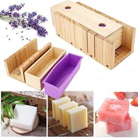 img 4 attached to 🛁 Pure Vie Adjustable Bamboo Soap Mold Loaf Cutter Set (Large Size) + Rectangle Soap Silicone Loaf Mold Wood Box - 42oz Soap Cake Making Supplies - Handmade Craft Soap Making Kitchen Tool