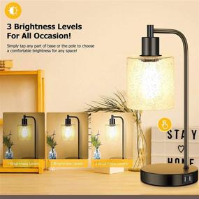 img 1 attached to 🏮 Vintage Industrial Table Lamps Set of 2 with USB Ports & AC Outlet - Perfect for Reading and Living Room Décor, Bulbs Included