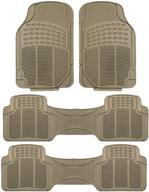 fh group f11306beige-3row floor mat: trimmable heavy duty 3 row suv all weather 4pc full set - beige logo