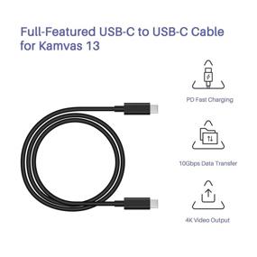 img 3 attached to 🔌 High-Quality USB-C to USB-C Cable for Kamvas 13 Drawing Monitor - 1m length - USB 3.1 GEN 2 DP Signal Support (1PCS)