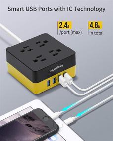 img 3 attached to ⚡️ Повербанк с защитой от перенапряжения: 4 умных порта USB, 4 розетки переменного тока и станция для зарядки - желтый и черный