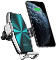 📱 htgk wireless car charger: upgraded 2020 version | 15w qi fast charging | auto-clamping car mount with air vent phone holder | compatible with s10 s9 note 10 9, phone 11 pro max xs xr x 8 (green) logo