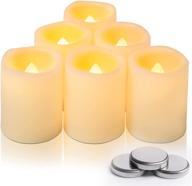 homemory led votive candles with timer, 400+ hours of battery life, pack of 6 flameless votive candles, melted-edge design, warm glow light 2 inch for valentine's day and thanksgiving logo