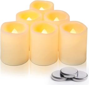 img 4 attached to Homemory LED Votive Candles with Timer, 400+ Hours of Battery Life, Pack of 6 Flameless Votive Candles, Melted-Edge Design, Warm Glow Light 2 Inch for Valentine's Day and Thanksgiving