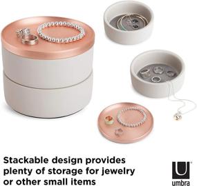 img 1 attached to 📦 Umbra Tesora Jewelry Box: Stylish Two-Tier Resin Storage Container with Removable Lid, Concrete/Copper - A Perfect Organizational Solution!