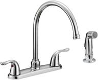 chrome 2-handle kitchen faucet with pull-out side sprayer, 4-hole installation - ez-flo 10201 logo