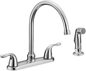 img 4 attached to Chrome 2-Handle Kitchen Faucet with Pull-Out Side Sprayer, 4-Hole Installation - EZ-FLO 10201