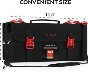 img 3 attached to 🎨 Arteza Art Markers & Pens Organizer: Ultimate Storage and Travel Case with 144 Slots, Zipper Pocket, and Adjustable Strap - Perfect for Art Supplies Organization!