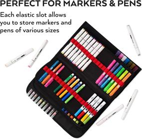 img 1 attached to 🎨 Arteza Art Markers & Pens Organizer: Ultimate Storage and Travel Case with 144 Slots, Zipper Pocket, and Adjustable Strap - Perfect for Art Supplies Organization!