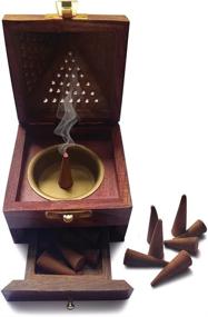 img 2 attached to 🔥 Pyramid Style Wooden Cone Incense Burner Holder Box: Efficient Ash Catcher and Storage Solution