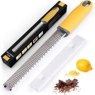 🧀 zulay kitchen - premium stainless steel cheese grater & zester tool - handheld lemon zester - ideal for chocolate, coconut, nutmeg, ginger - citrus zester - vibrant yellow logo