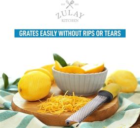 img 1 attached to 🧀 Zulay Kitchen - Premium Stainless Steel Cheese Grater & Zester Tool - Handheld Lemon Zester - Ideal for Chocolate, Coconut, Nutmeg, Ginger - Citrus Zester - Vibrant Yellow