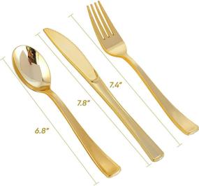 img 3 attached to 🍽️ FOCUSLINE 160 Pack Gold Plastic Cutlery Set - Heavy Duty Disposable Silverware Set for Catering, Parties, Weddings