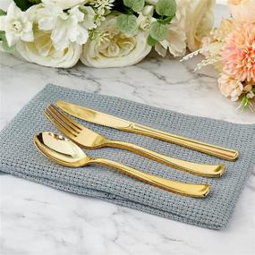 img 1 attached to 🍽️ FOCUSLINE 160 Pack Gold Plastic Cutlery Set - Heavy Duty Disposable Silverware Set for Catering, Parties, Weddings