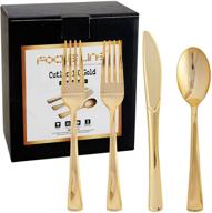 🍽️ focusline 160 pack gold plastic cutlery set - heavy duty disposable silverware set for catering, parties, weddings logo
