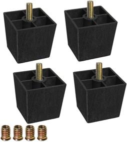 img 4 attached to 🦵 Sopicoz 2 inch Sofa Legs Plastic Feet for Furniture Legs Riser Square Set of 4 with M8 Hanger Bolts (2 inch high) - Sturdy and Stylish Sofa Leg Replacement for Enhanced Support