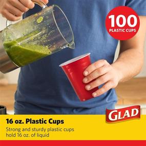 img 3 attached to 🔴 Everyday Use Sturdy Red Plastic Party Cups - Glad Everyday Disposable Plastic Cups, 16 Oz (100 Count)