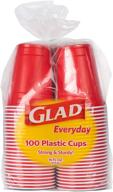 🔴 everyday use sturdy red plastic party cups - glad everyday disposable plastic cups, 16 oz (100 count) logo
