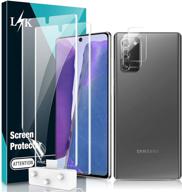 📱 [2+2 набор] защитное стекло lϟk для samsung galaxy note 20 5g sm-n9810, 2 штуки гибкой пленки tpu и 2 штуки рамки для выравнивания защитного стекла камеры, высокая четкость, прозрачность и гибкость пленки tpu, не образует пузырей логотип