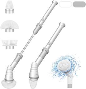 img 4 attached to 🧽 Cordless Electric Spin Scrubber: 360 Power Bathroom Shower Scrubber with 3 Replaceable Cleaning Brush Heads, Extension Handle - Ideal for Tub, Tile, Bathroom, Kitchen, Bathtub Cleaning