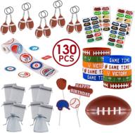 🏈 130pcs football party favors: the ultimate game day tailgating & sports team birthday celebration supplies with decorations - perfect for football birthday & theme parties, sports events, and game day favor supply decorations logo