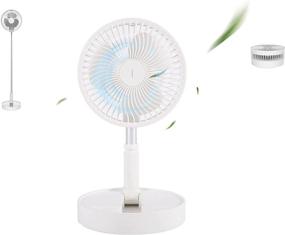 img 4 attached to 🌀 Arctic White Portable Floor Fan: Telescopic Desk and Pedestal fan combo, USB-powered with 8000mAh battery - Ideal for Office, Home, Outdoor, and Camping