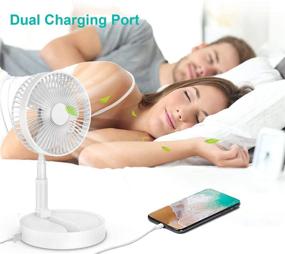 img 1 attached to 🌀 Arctic White Portable Floor Fan: Telescopic Desk and Pedestal fan combo, USB-powered with 8000mAh battery - Ideal for Office, Home, Outdoor, and Camping