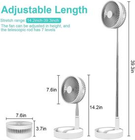 img 3 attached to 🌀 Arctic White Portable Floor Fan: Telescopic Desk and Pedestal fan combo, USB-powered with 8000mAh battery - Ideal for Office, Home, Outdoor, and Camping