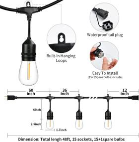 img 3 attached to 🏞️ Улучшите свое открытое пространство с помощью 96 футового комплекта из двух сверхпрочных светодиодных гирлянд: Обновите его с помощью приятного 2200K теплого света, создавая коммерческую атмосферную освещенность для украшения на открытом воздухе, таких как патио, задний двор, кафе, крыльцо, бистро, сад и деревья, при этом оставаясь неподвластным погодным условиям.