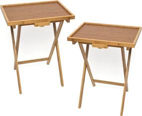 img 4 attached to 🍽️ Lipper International Bamboo Lipped Snack Table, Set of 2, High-Quality Bamboo Materials