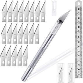 img 4 attached to 🔪 Versatile Craft Knife Hobby Kit with 20 Stainless Steel Blades for Precise Cutting, Carving, Scrapbooking, and Art Creation (Silver 20PCS)