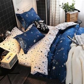 img 1 attached to 🌌 Chanyuan Boys' Star Galaxy Bedding Duvet Cover Full Queen Size - Boundless Galaxy Starlight Reversible Set, Super Soft Hypoallergenic Microfiber, Zipper Closure (S-6,Q) - Ideal for Enhancing Space-Themed Bedrooms