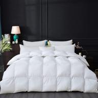 luxurious all-season queen size goose down comforter | premium white solid design | 100% egyptian cotton | 70 oz fill weight logo