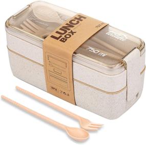 img 4 attached to 🍱 TARLINI Leakproof Bento Box for Kids and Adults - Cute Lunch Containers with Utensils, Chopsticks, and Dividers - Dishwasher and Microwave Safe Japanese Style Bento Boxes