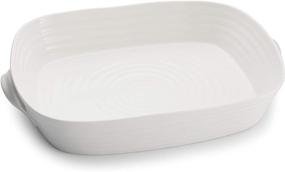 img 2 attached to 🍽️ Portmeirion Sophie Conran Collection Large Handled Rectangular Roasting Dish - White, Made in England - Microwave, Dishwasher, Freezer, and Oven Safe