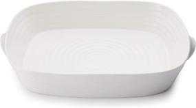 img 1 attached to 🍽️ Portmeirion Sophie Conran Collection Large Handled Rectangular Roasting Dish - White, Made in England - Microwave, Dishwasher, Freezer, and Oven Safe