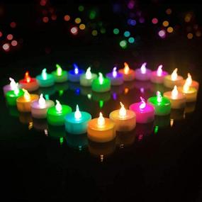 img 1 attached to 🕯️ Set of 12 Flameless LED Tealights with 7 Colors, Battery Operated Flickering LED Candles for Halloween, Wedding, Christmas, Table Dining, Home Decor