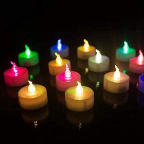 img 2 attached to 🕯️ Set of 12 Flameless LED Tealights with 7 Colors, Battery Operated Flickering LED Candles for Halloween, Wedding, Christmas, Table Dining, Home Decor