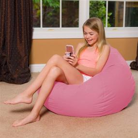 img 2 attached to 🪑 Posh Creations Bean Bag Chair: Large 38in Size, Solid Pink Color, Removable & Washable Cover - Ideal for Kids, Teens, and Adults