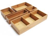 📦 seville classics bamboo eco-conscious organizer box set - art crafts, pens holder, junk drawer, utensils, makeup, silverware, cutlery, mail - 5 piece tray with dividers логотип