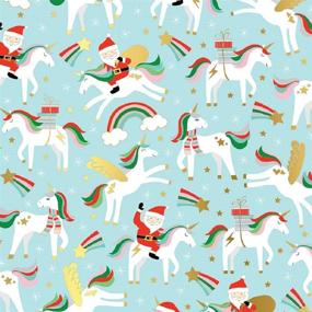 img 1 attached to Unicorn Rainbow Santa Holiday Wrapping Paper Roll - 24-inch x 15-inch