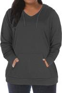 vislily plus size women's v neck hoodie pullover sweatshirt with pocket logo