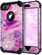 🌺 premium hekodonk floral heavy duty iphone 8/7 case: shockproof marble lace hybrid protection logo