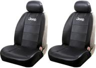 🚗 front sideless black synthetic leather seat covers set side airbag compatible - universal fit for jeep | u.a.a. inc. logo