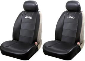 img 4 attached to 🚗 Front Sideless Black Synthetic Leather Seat Covers Set Side Airbag Compatible - Universal Fit for Jeep | U.A.A. INC.