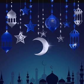 img 4 attached to 🌙 Stunning 16pcs Ramadan Garland Kit: Blue Silver Star Moon Lantern EID Decoration for a Joyful Ramadan Mubarak Party